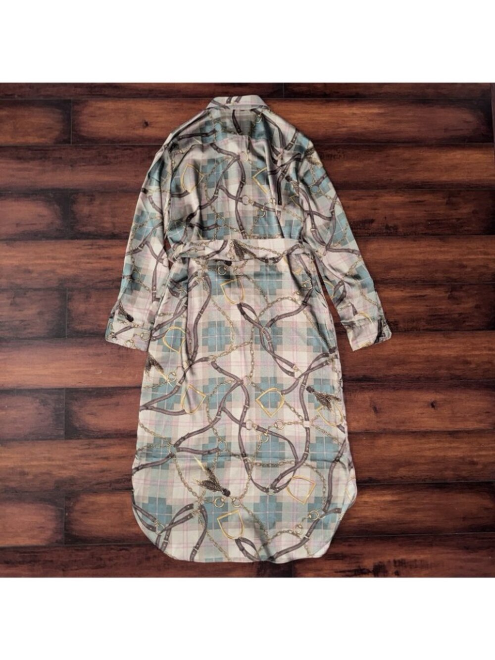Lauren Ralph Lauren Women's Brown Plaid Twill Equestrian Shirtdress Size 8 - Picture 9 of 12